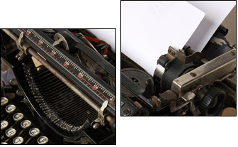 Typewriter with paper scattered - conceptual image - Two-piece canvas print, Diptych