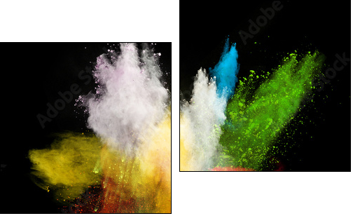 launched colorful powder - Two-piece canvas print, Diptych