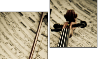 Geige mit Bogen und Notenblatt - Two-piece canvas print, Diptych