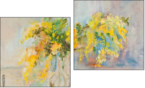 Mimosa bouquet - Two-piece canvas print, Diptych