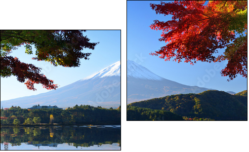 Mt. Fuji in the Autumn from Lake Kawaguchi, Japan - Two-piece canvas print, Diptych