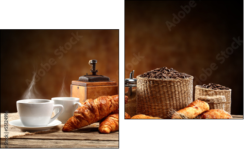 brown background and warm coffee - Two-piece canvas print, Diptych