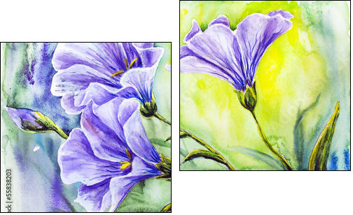 Wildflowers. Watercolor painting. - Two-piece canvas print, Diptych