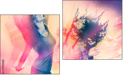 arty picture of dancing girls / disco disco 07 - Two-piece canvas print, Diptych