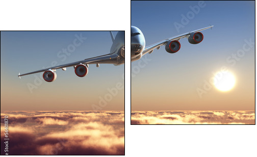 Passenger plane - Two-piece canvas print, Diptych