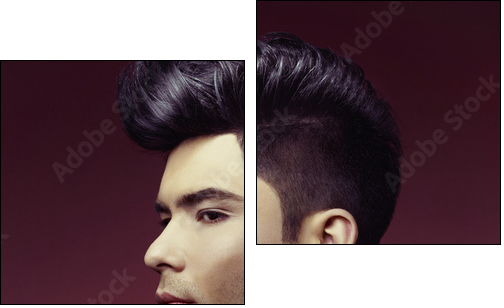 Man with stylish haircut - Two-piece canvas print, Diptych