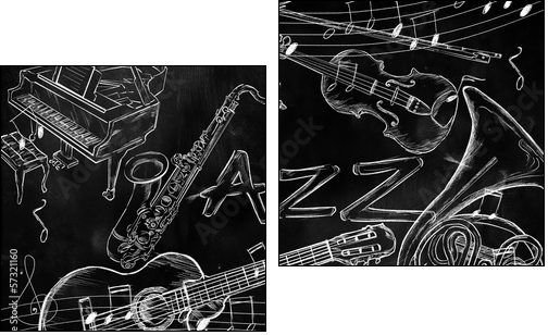 Jazz instruments music background - Two-piece canvas print, Diptych