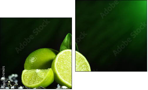 Fresh limes with leaves - Two-piece canvas print, Diptych