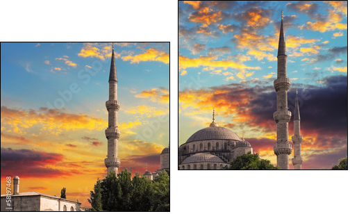 Blue mosque in Istanbul - Two-piece canvas print, Diptych