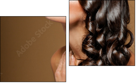 beautiful brunette with long  curly hair - Two-piece canvas print, Diptych
