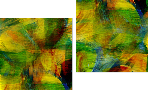 seamless cubism green, yellow abstract art Picasso texture water - Two-piece canvas print, Diptych