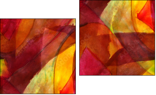 seamless cubism red, yellow abstract art Picasso texture waterco - Two-piece canvas print, Diptych