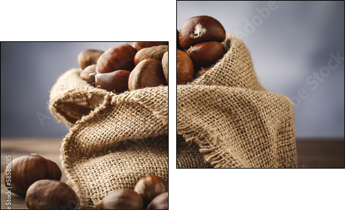 chestnuts in jute - Two-piece canvas print, Diptych