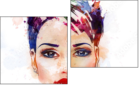 Fashion illustration of the beautiful girl - Two-piece canvas print, Diptych
