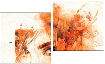 Beautiful woman. watercolor illustration - Two-piece canvas print, Diptych