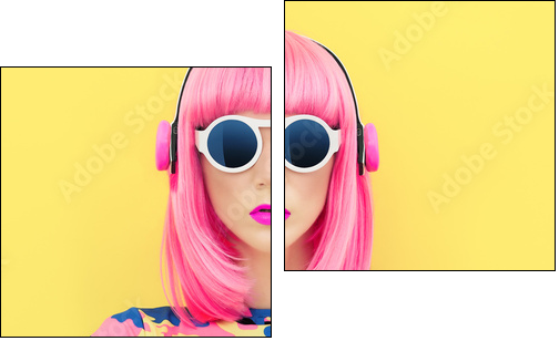 fashion music girl - Two-piece canvas print, Diptych
