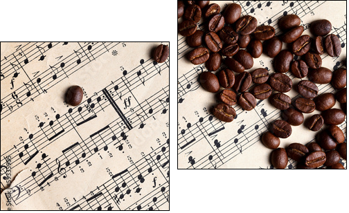 Music and coffe beans - Two-piece canvas print, Diptych
