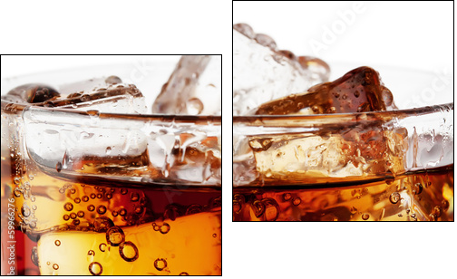 Fragment of glass cola with ice - Two-piece canvas print, Diptych