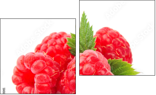 Sweet raspberry with leafs - Two-piece canvas print, Diptych