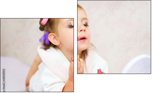 kid painting lips - Two-piece canvas print, Diptych