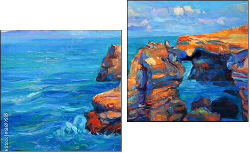 Cliffs and ocean - Two-piece canvas print, Diptych