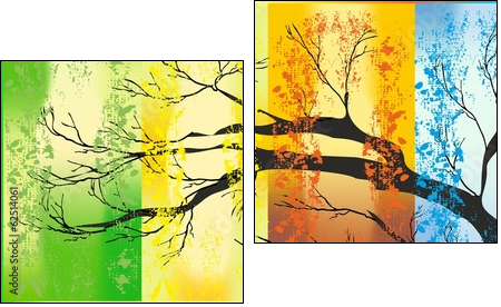 cztery pory roku, - Two-piece canvas print, Diptych