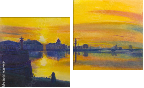 Sunset over the city - Two-piece canvas print, Diptych
