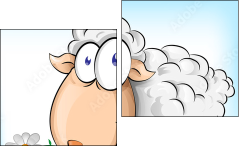 sheep cartoon on  background - Two-piece canvas print, Diptych