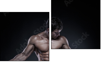 Strong Athletic Man Fitness Model Torso showing big muscles - Two-piece canvas print, Diptych