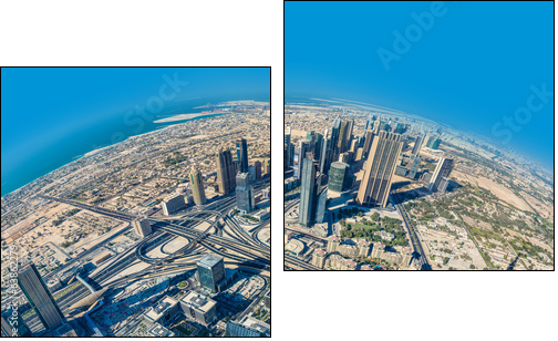 Dubai downtown. East, United Arab Emirates architecture. Aerial - Two-piece canvas print, Diptych