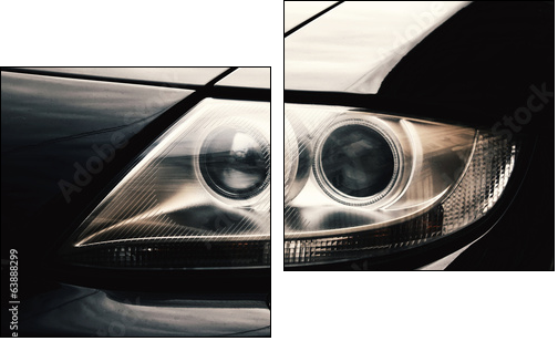 Closeup headlights of car. - Two-piece canvas print, Diptych