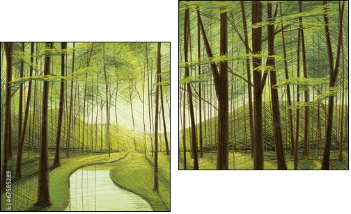 Dark green Forest - Two-piece canvas print, Diptych