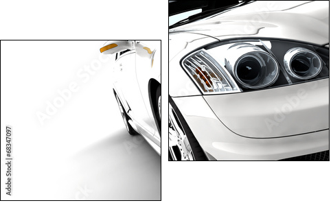 White car - Two-piece canvas print, Diptych