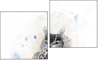 Watercolor Image Of  Owl - Two-piece canvas print, Diptych
