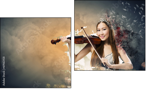 Woman violinist - Two-piece canvas print, Diptych