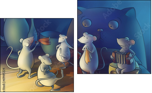 Cat gone from home, mice start dancing - Two-piece canvas print, Diptych