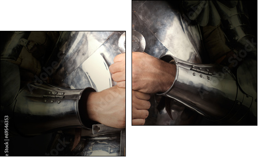 knight wearing armor and holding two-handed sword - Two-piece canvas print, Diptych
