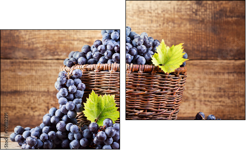 grape in wooden basket - Two-piece canvas print, Diptych