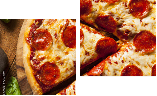 Hot Homemade Pepperoni Pizza - Two-piece canvas print, Diptych