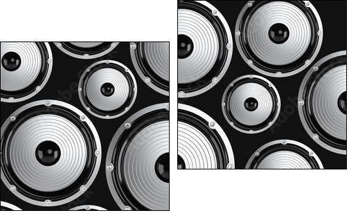 Many elegant white and black loudspeakers - Two-piece canvas print, Diptych
