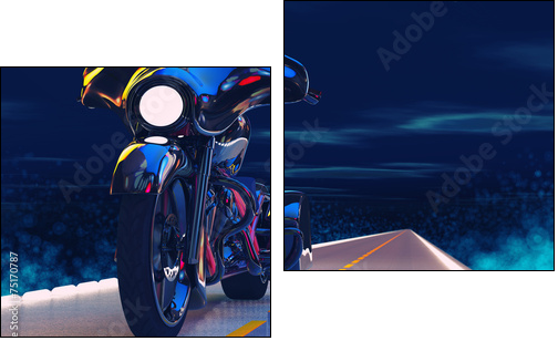 Night Motorcycle - Two-piece canvas print, Diptych