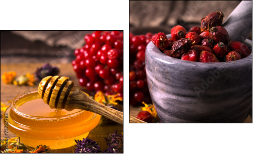 Honey and herbs - Two-piece canvas print, Diptych
