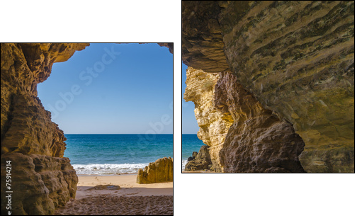 Cave at Praia do Beliche - Two-piece canvas print, Diptych