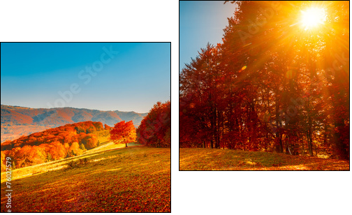 Colorful autumn landscape - Two-piece canvas print, Diptych