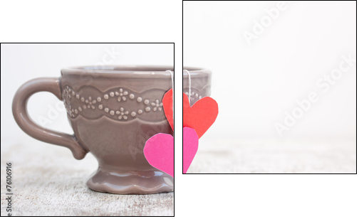 cup with heart shaped tea bag - Two-piece canvas print, Diptych