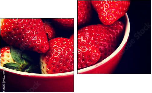Fresh red strawberries in a bowl. - Two-piece canvas print, Diptych