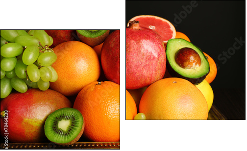 Assortment of fruits on table, close-up - Two-piece canvas print, Diptych