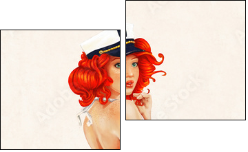 sexy pin up girl painting - Two-piece canvas print, Diptych