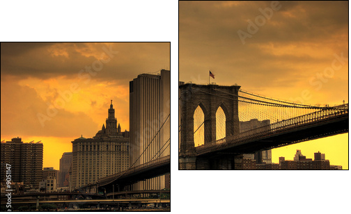 brooklyn bridge sunset - Two-piece canvas print, Diptych