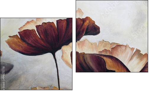 Poppy abstract painting - Two-piece canvas print, Diptych